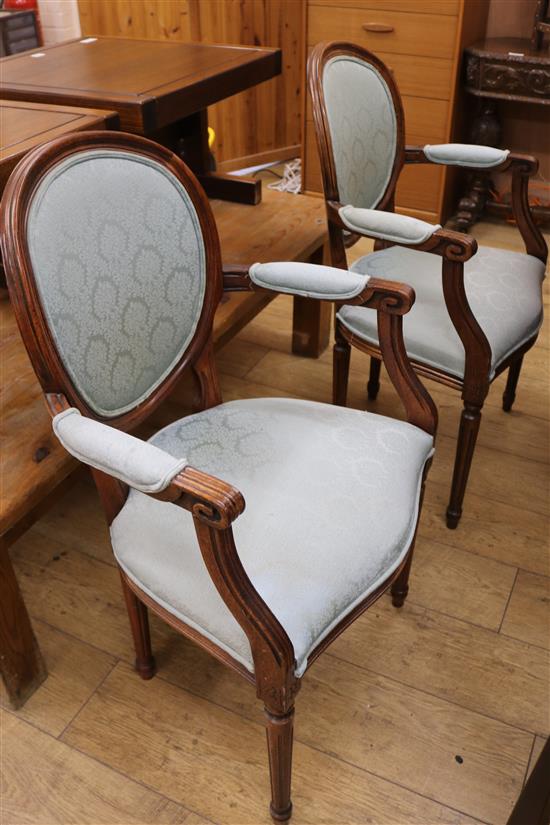 A pair of beech fauteuils